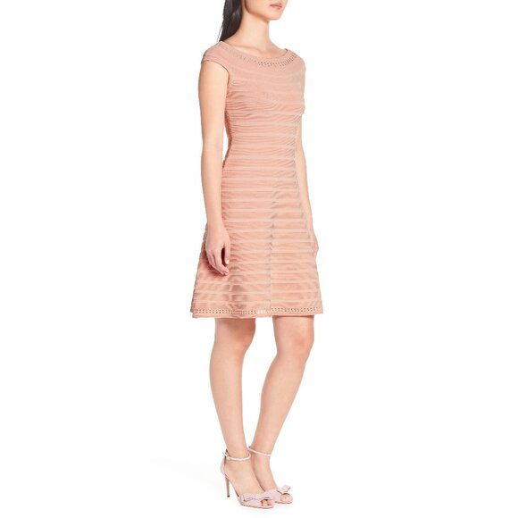 NEW Eliza J Off The Shoulder Fit and Flare Sweater Dress in Pink, Size S - Picture 4 of 16